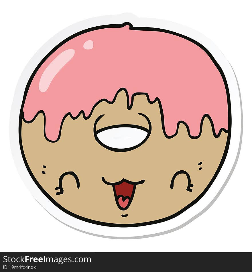 sticker of a cute cartoon donut