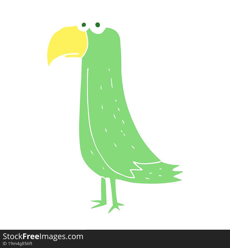 Flat Color Illustration Of A Cartoon Parrot