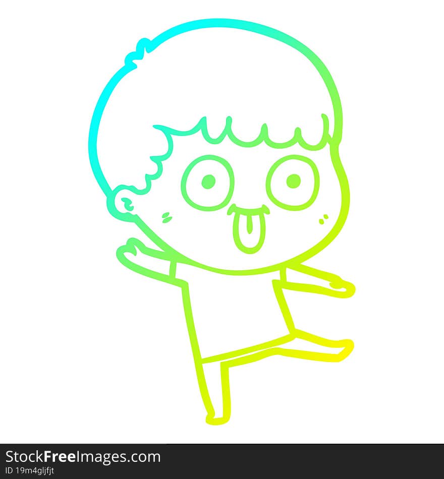 Cold Gradient Line Drawing Cartoon Dumb Kid