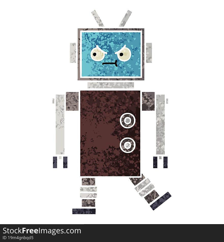 Retro Illustration Style Cartoon Robot