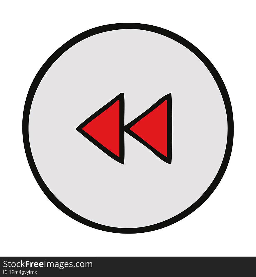 cute cartoon of a rewind button. cute cartoon of a rewind button