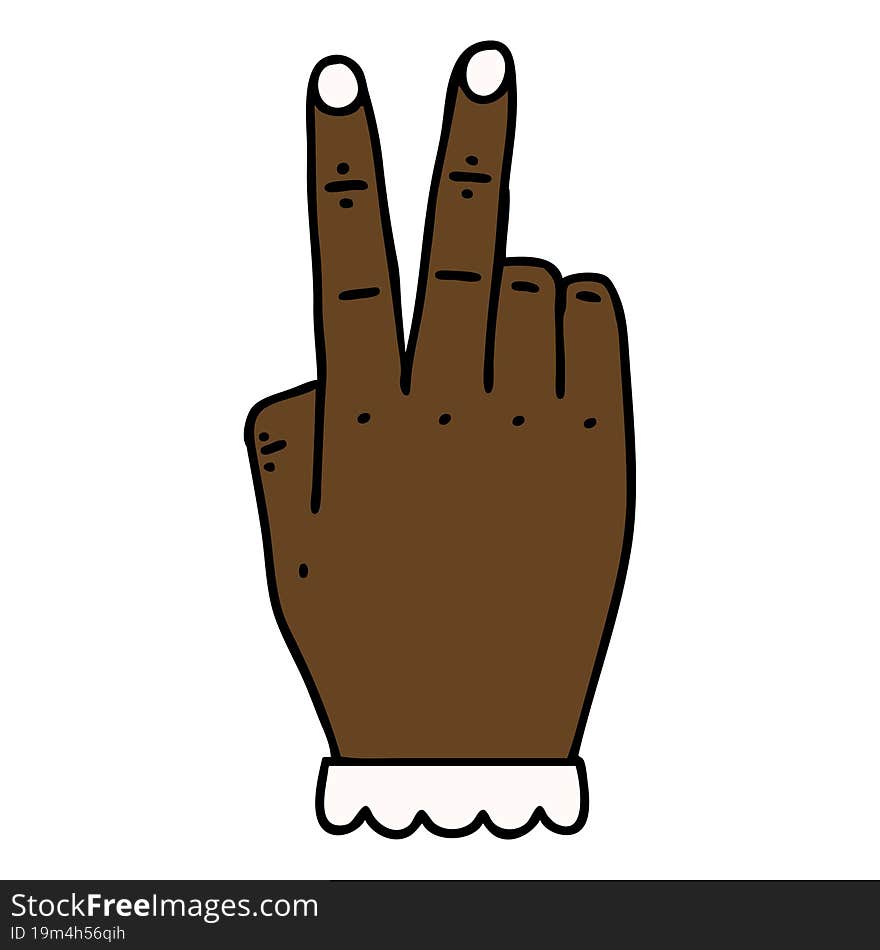 Retro Tattoo Style hand raising two fingers gesture. Retro Tattoo Style hand raising two fingers gesture