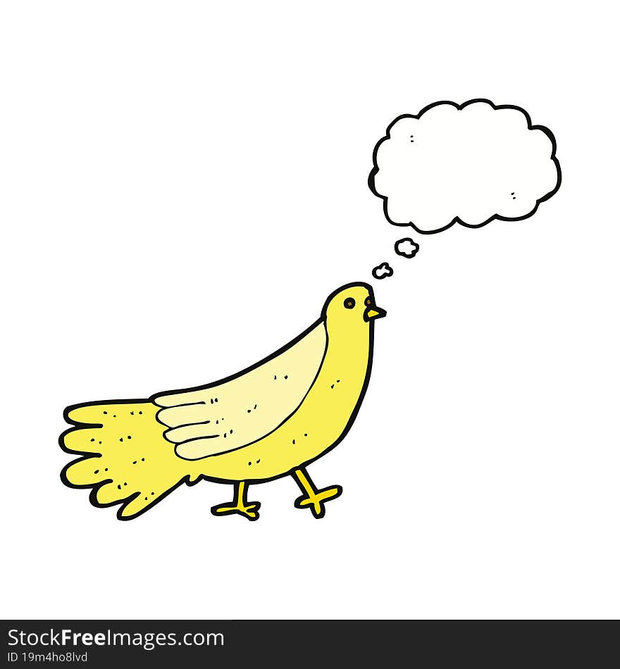 cartoon bird with thought bubble