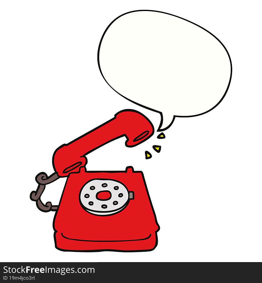 cartoon old telephone and speech bubble