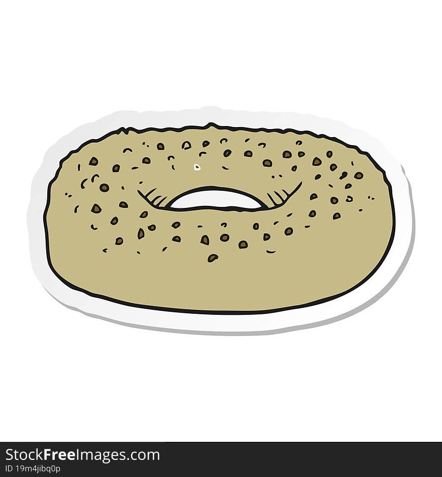 sticker of a cartoon bagel