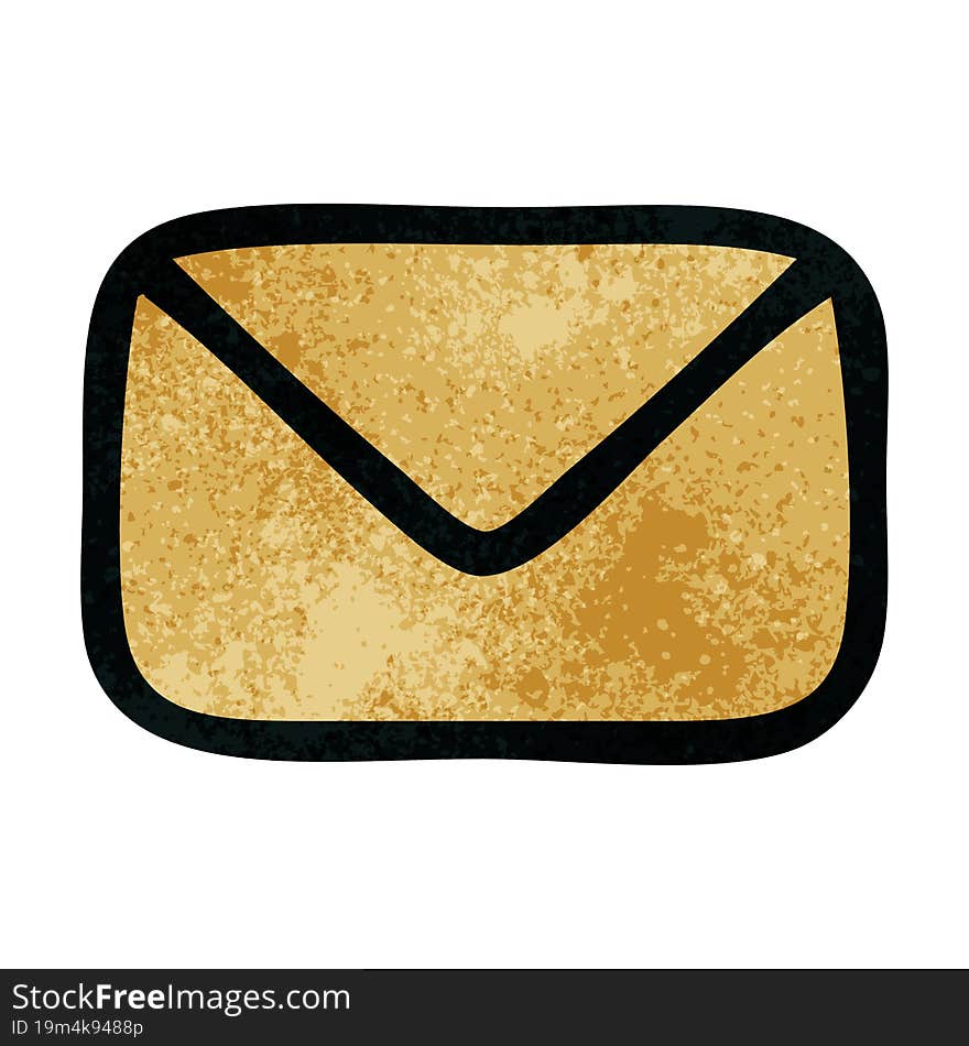 retro grunge texture cartoon of a paper envelope