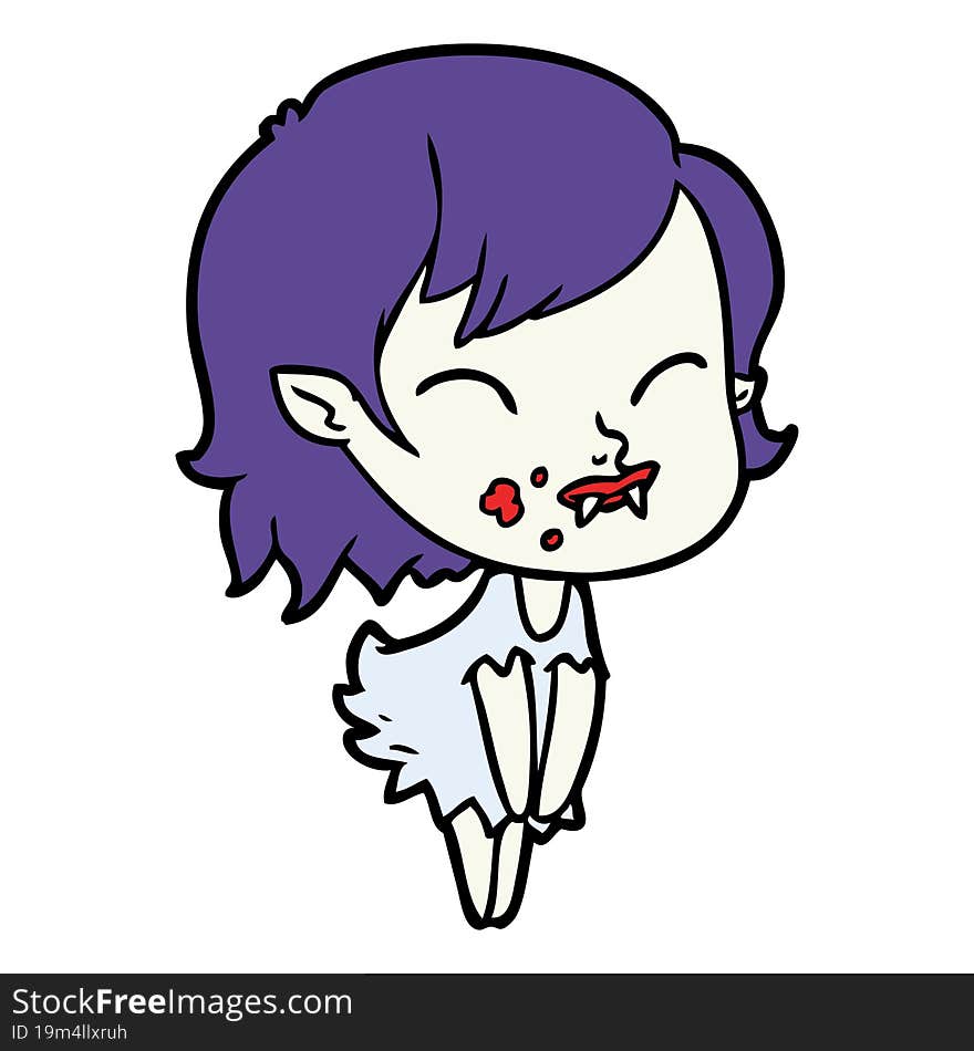 cartoon vampire girl with blood on cheek. cartoon vampire girl with blood on cheek