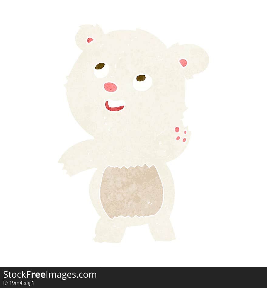 cartoon cute waving polar bear teddy