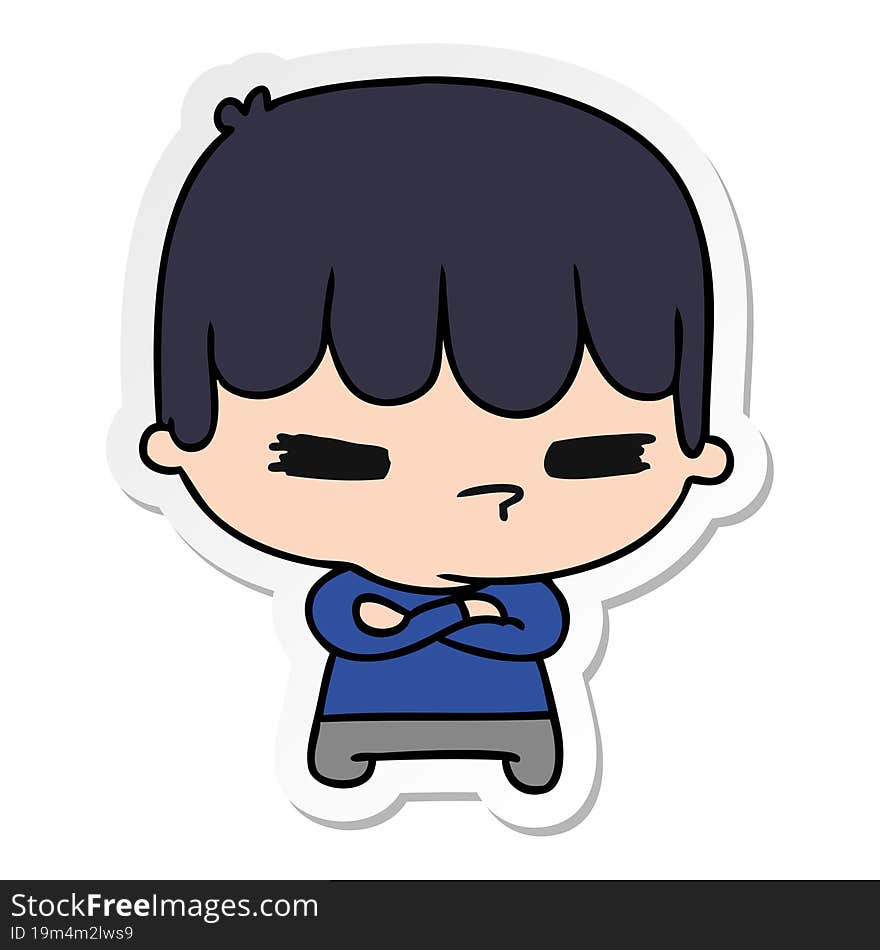 sticker cartoon illustration of a kawaii cute cross boy. sticker cartoon illustration of a kawaii cute cross boy