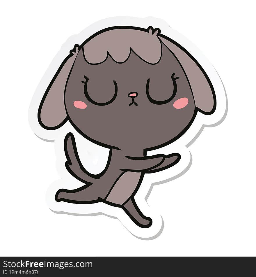 Sticker Of A Cute Cartoon Dog