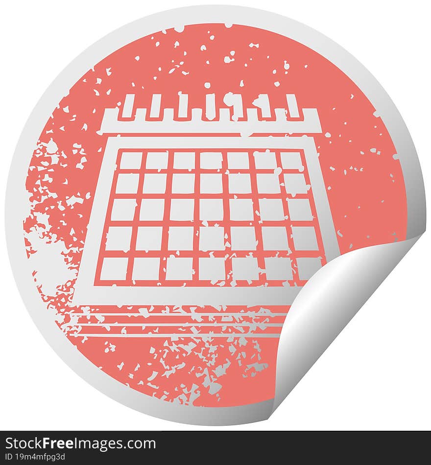 distressed circular peeling sticker symbol work calendar