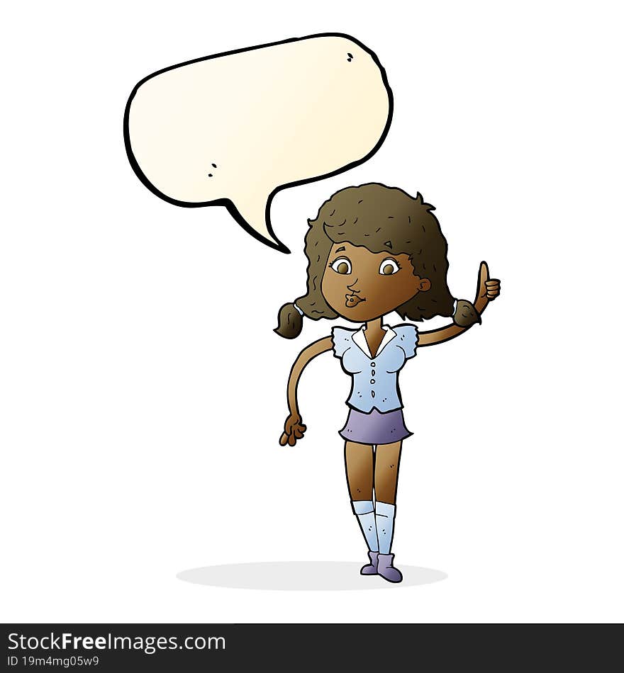 cartoon pretty woman with idea with speech bubble