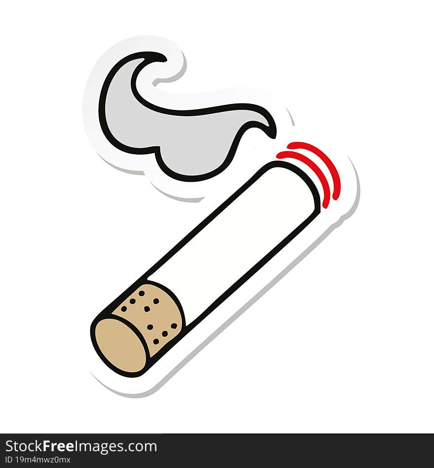 Sticker Of A Cute Cartoon Cigarette Smoke