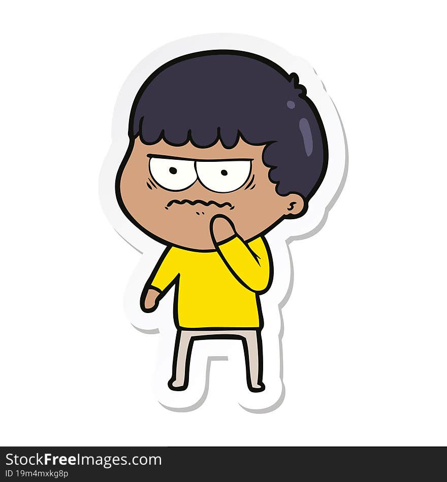 sticker of a cartoon annoyed man