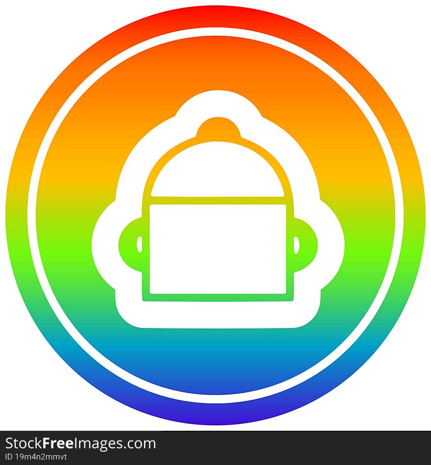 cooking pot circular in rainbow spectrum