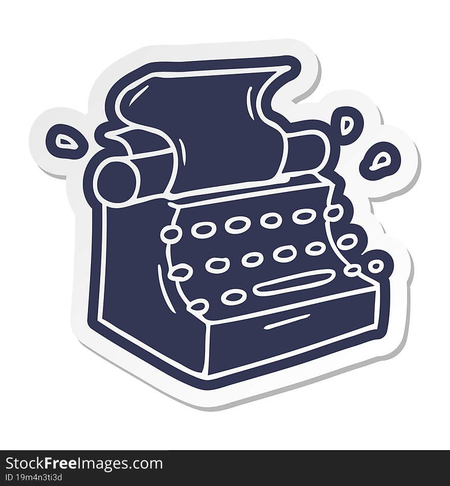 cartoon sticker of old school typewriter