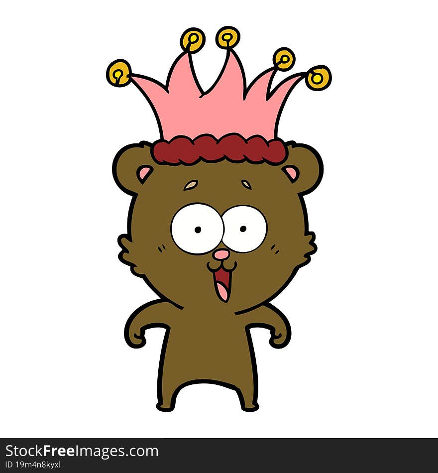 laughing teddy  bear cartoon wearing hat. laughing teddy  bear cartoon wearing hat