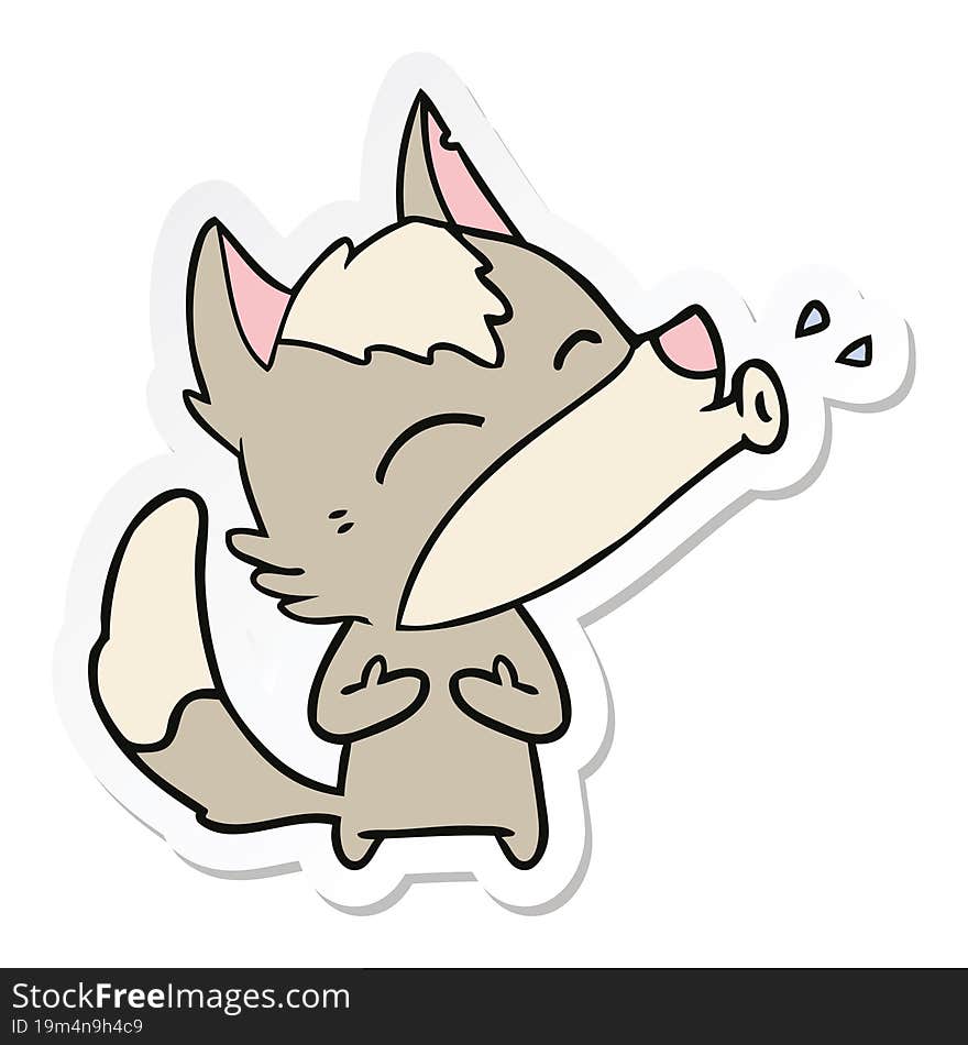 Sticker Of A Howling Wolf Cartoon