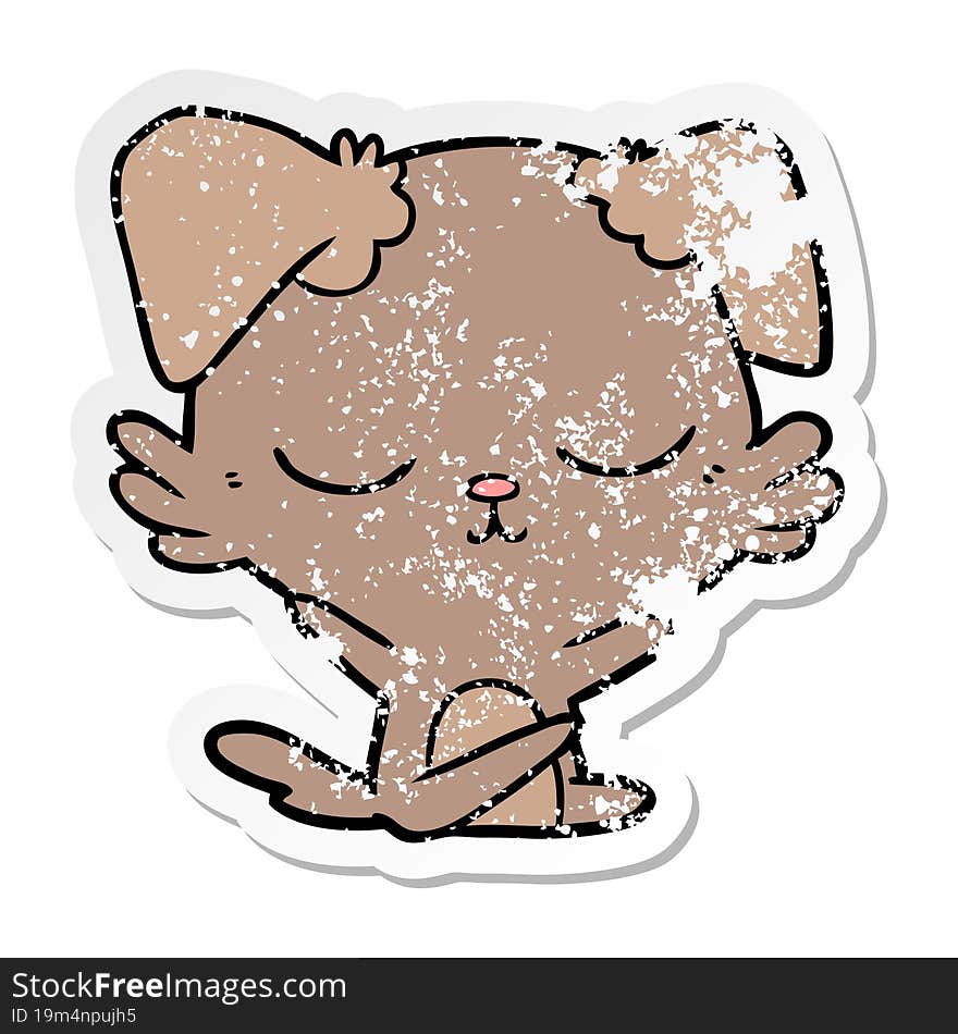 distressed sticker of a cute cartoon dog