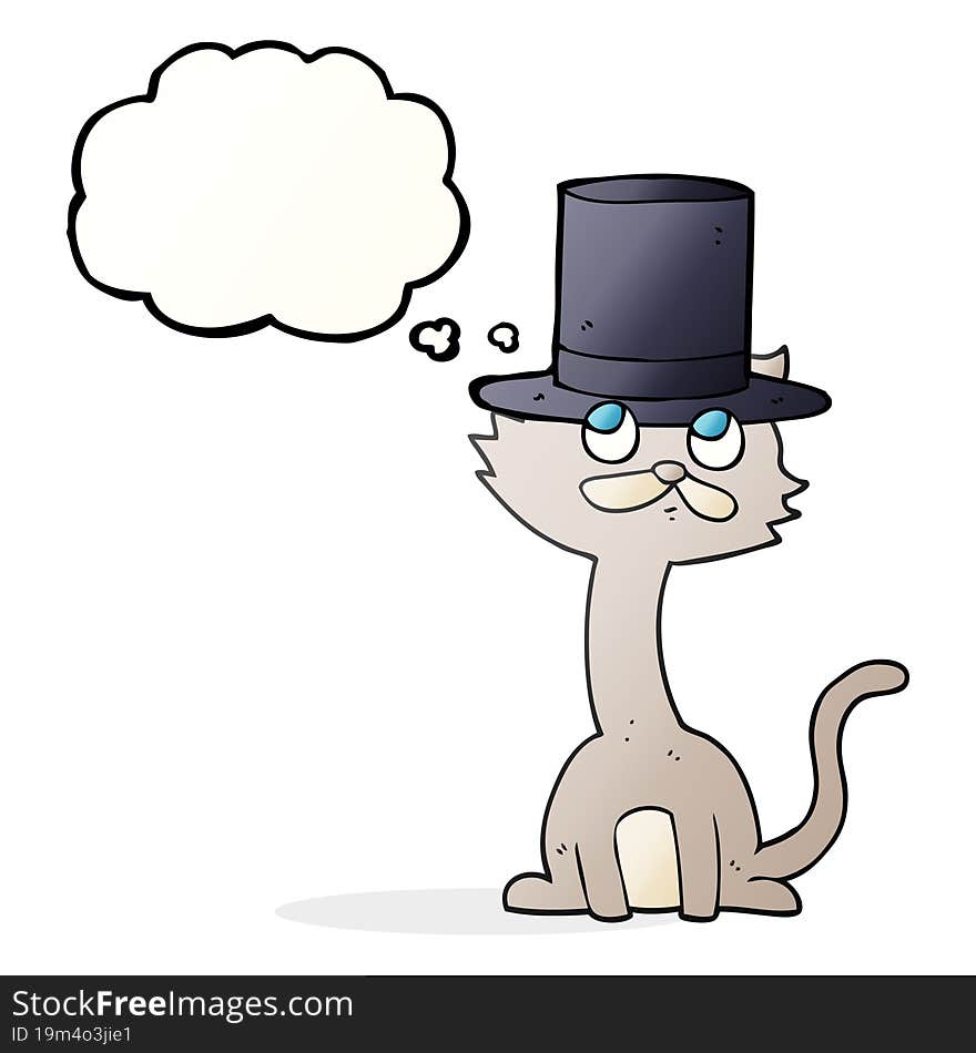 Thought Bubble Cartoon Cat In Top Hat