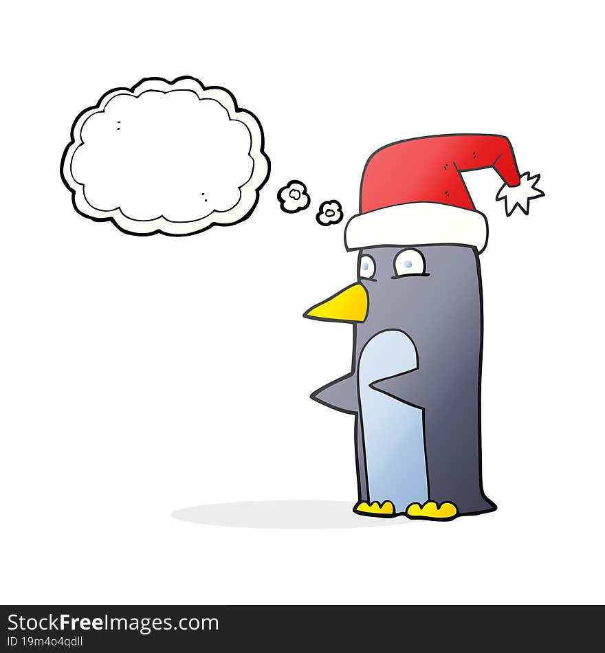 thought bubble cartoon christmas penguin