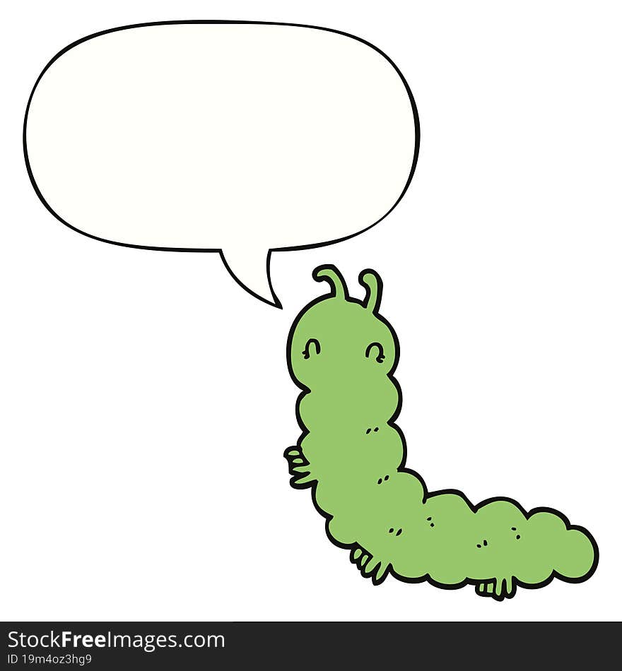 cartoon caterpillar and speech bubble