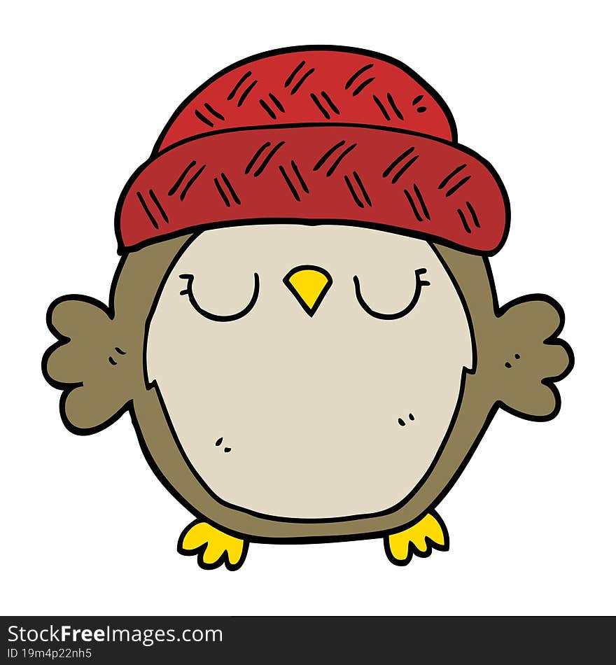 cute cartoon owl in hat