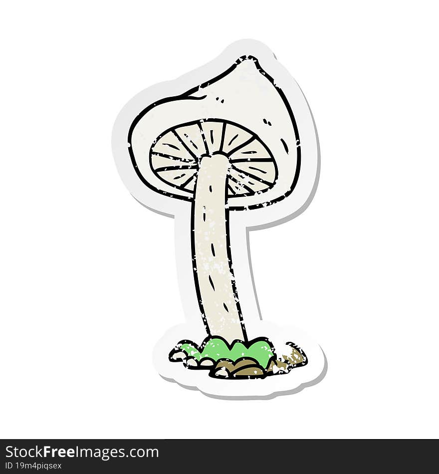 retro distressed sticker of a cartoon mushroom