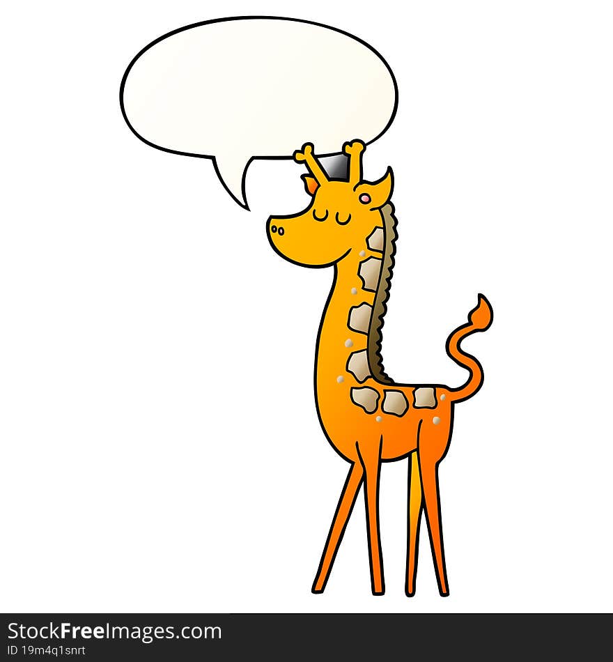 cartoon giraffe with speech bubble in smooth gradient style