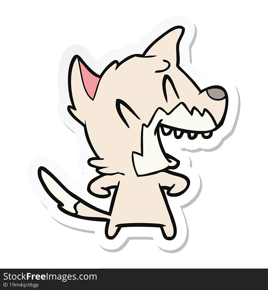 Sticker Of A Laughing Fox Cartoon