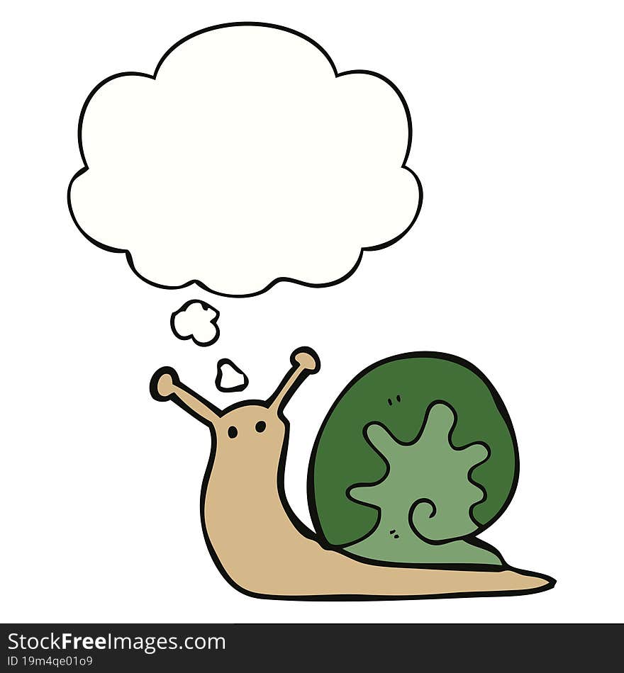 cartoon snail with thought bubble. cartoon snail with thought bubble