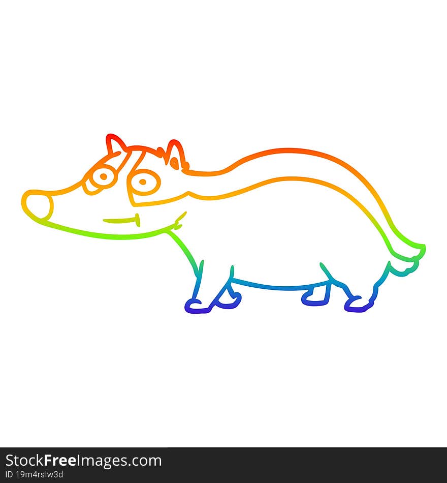 rainbow gradient line drawing cartoon friendly badger