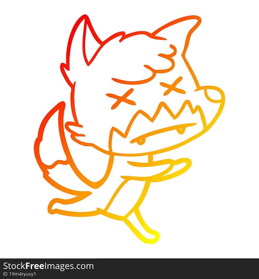 warm gradient line drawing cartoon dead fox