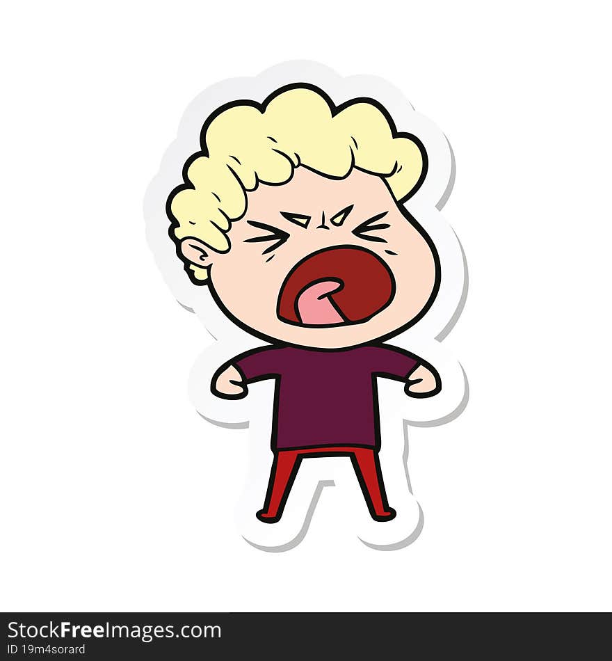 sticker of a cartoon furious man