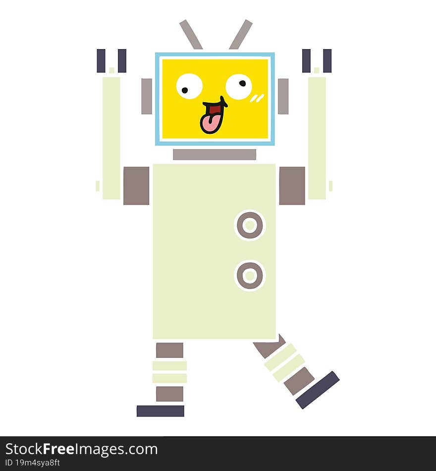 Flat Color Retro Cartoon Robot