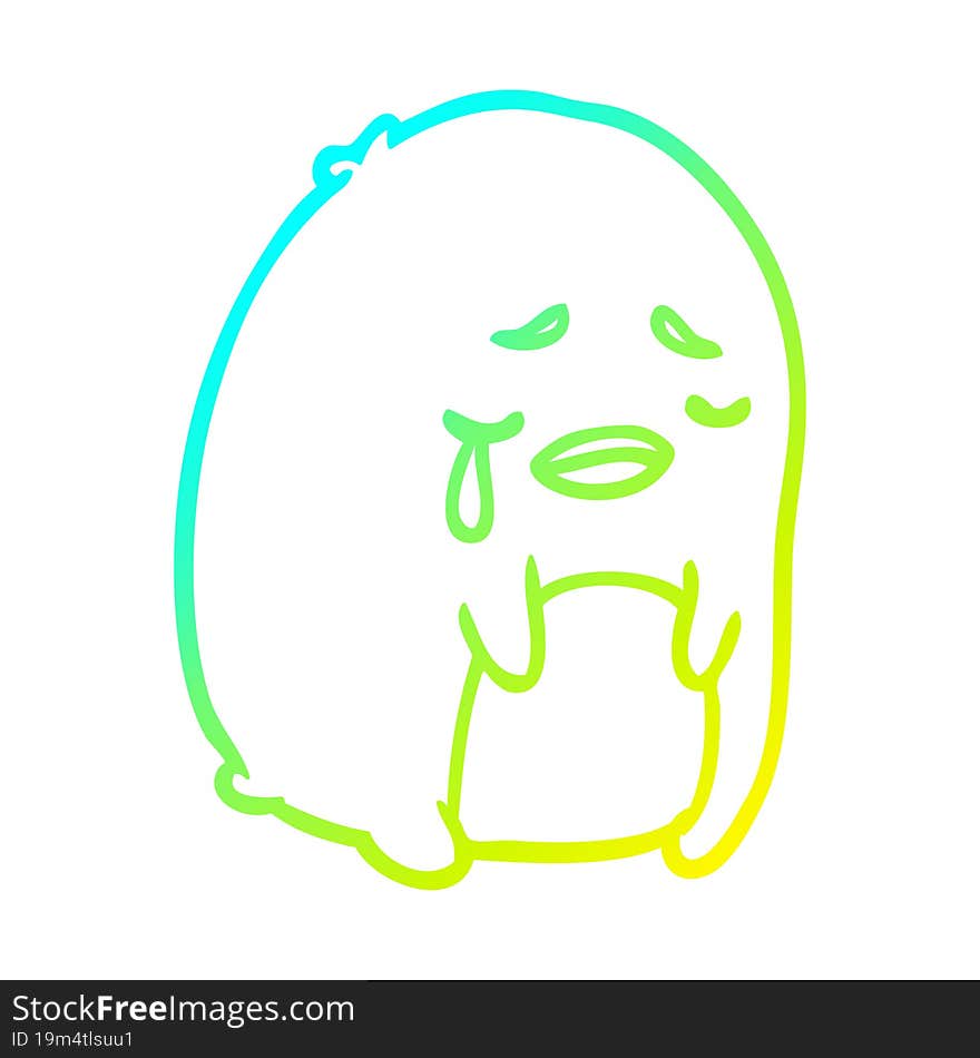 cold gradient line drawing crying penguin