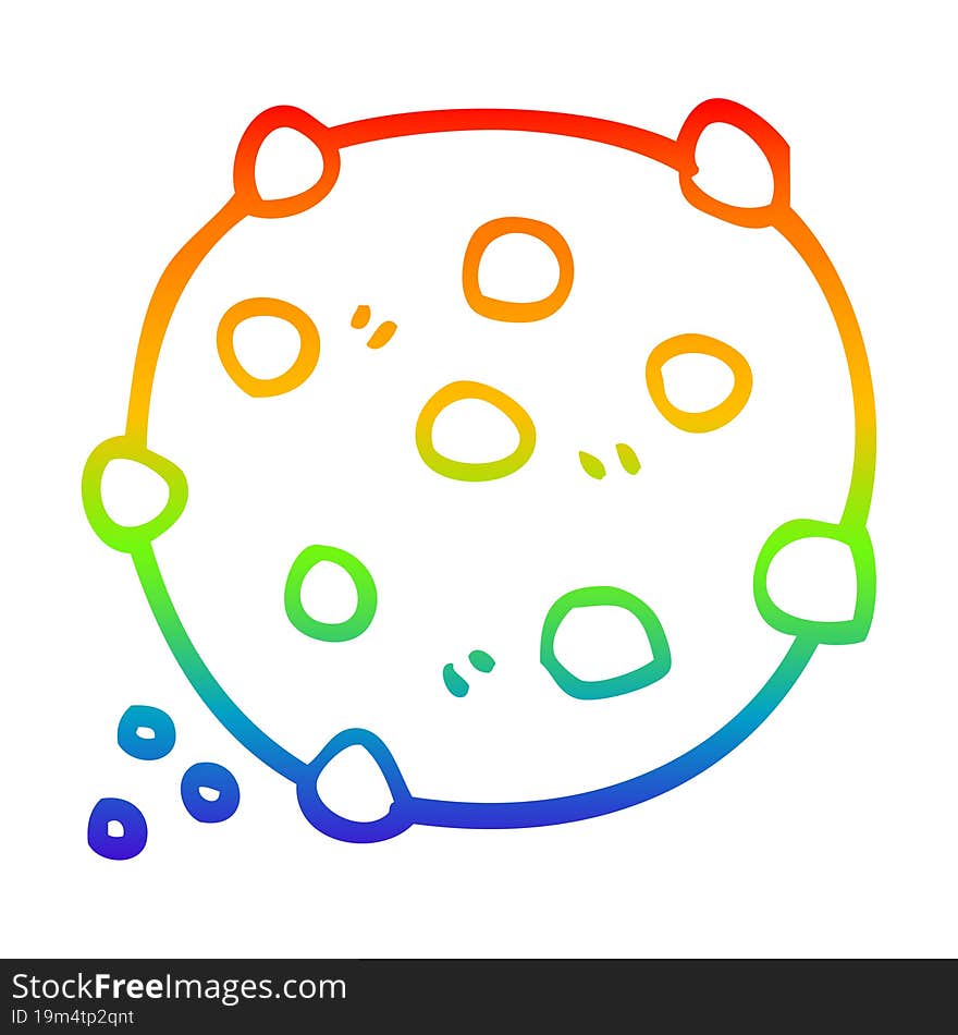 Rainbow Gradient Line Drawing Cartoon Chocolate Chip Cookie