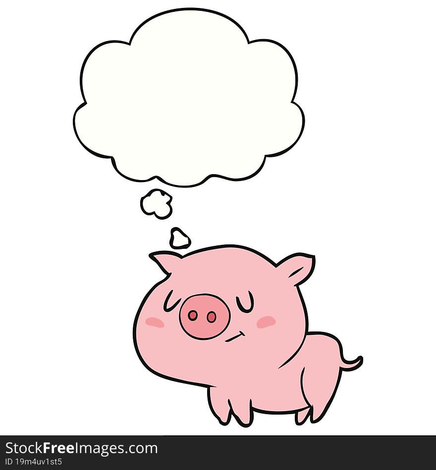 cartoon pig with thought bubble. cartoon pig with thought bubble