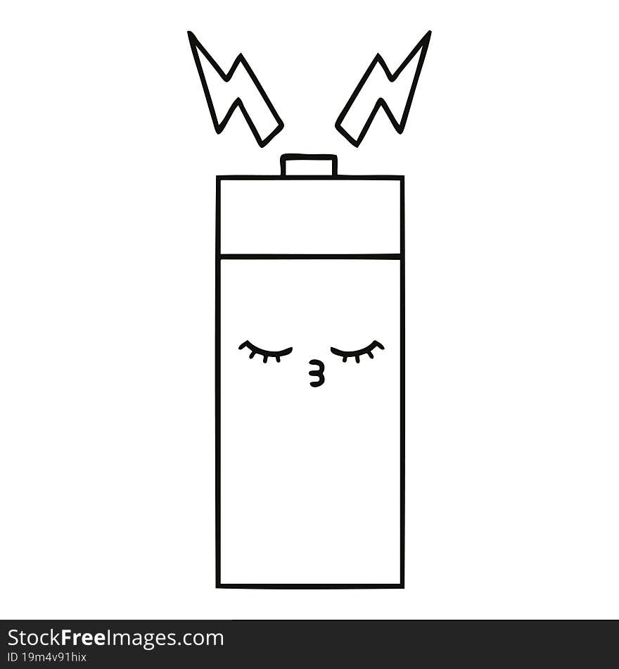 line drawing cartoon of a battery. line drawing cartoon of a battery