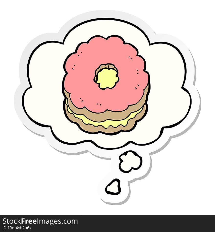 cartoon biscuit with thought bubble as a printed sticker