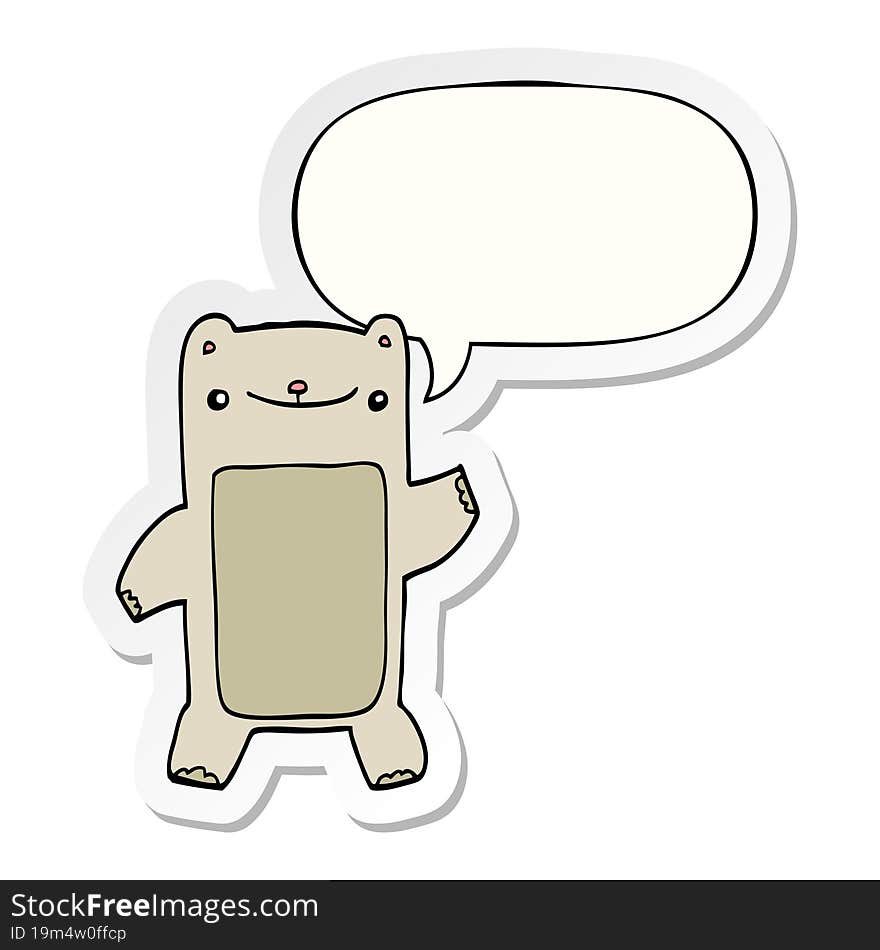 cartoon teddy bear and speech bubble sticker