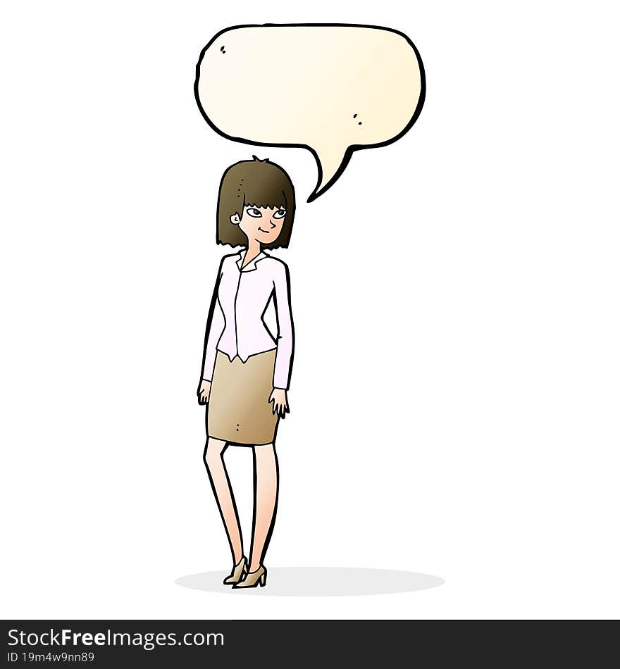 Cartoon Pretty Businesswoman With Speech Bubble