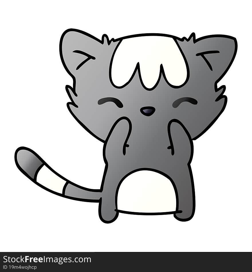 gradient cartoon of cute kawaii cat