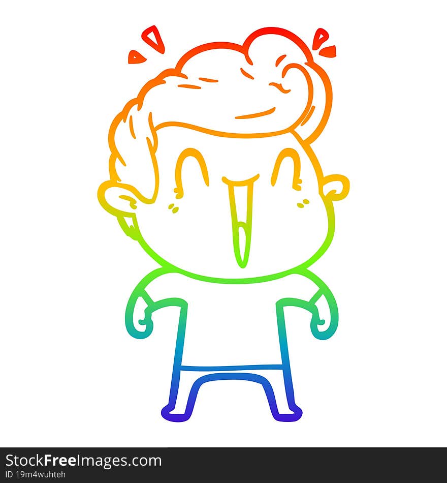 rainbow gradient line drawing of a excited man cartoon