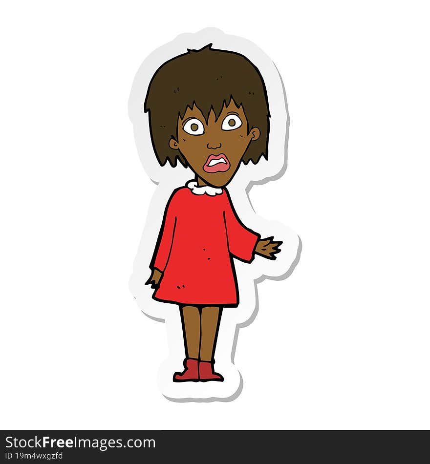 sticker of a cartoon shocked woman