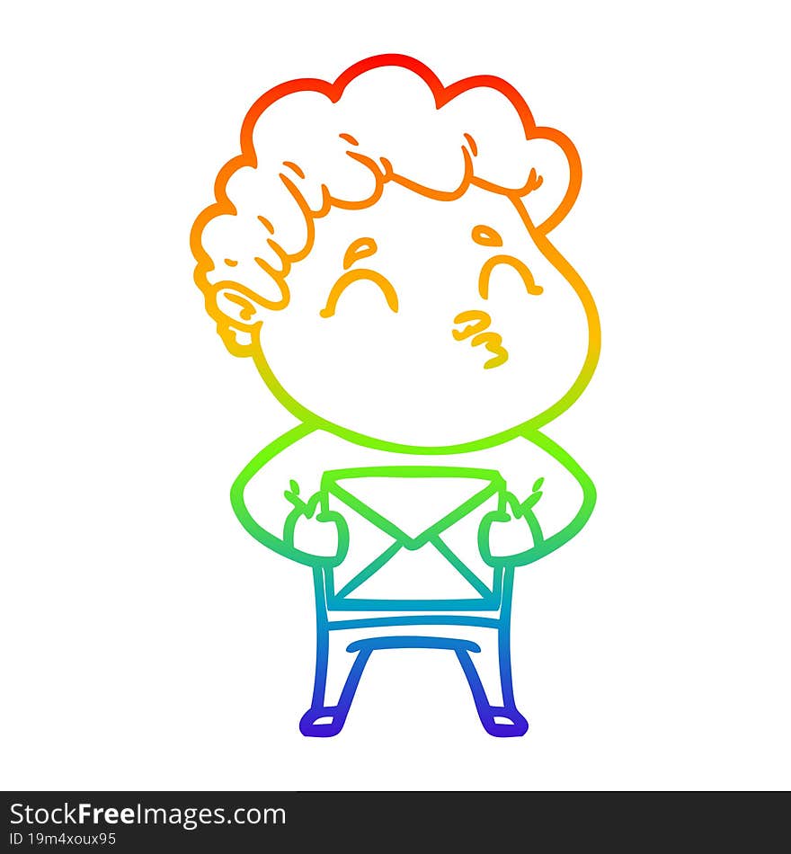 rainbow gradient line drawing cartoon man pouting