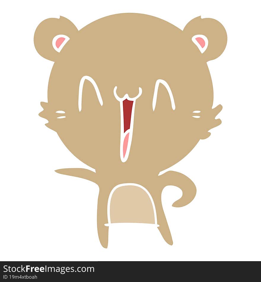 Happy Bear Flat Color Style Cartoon