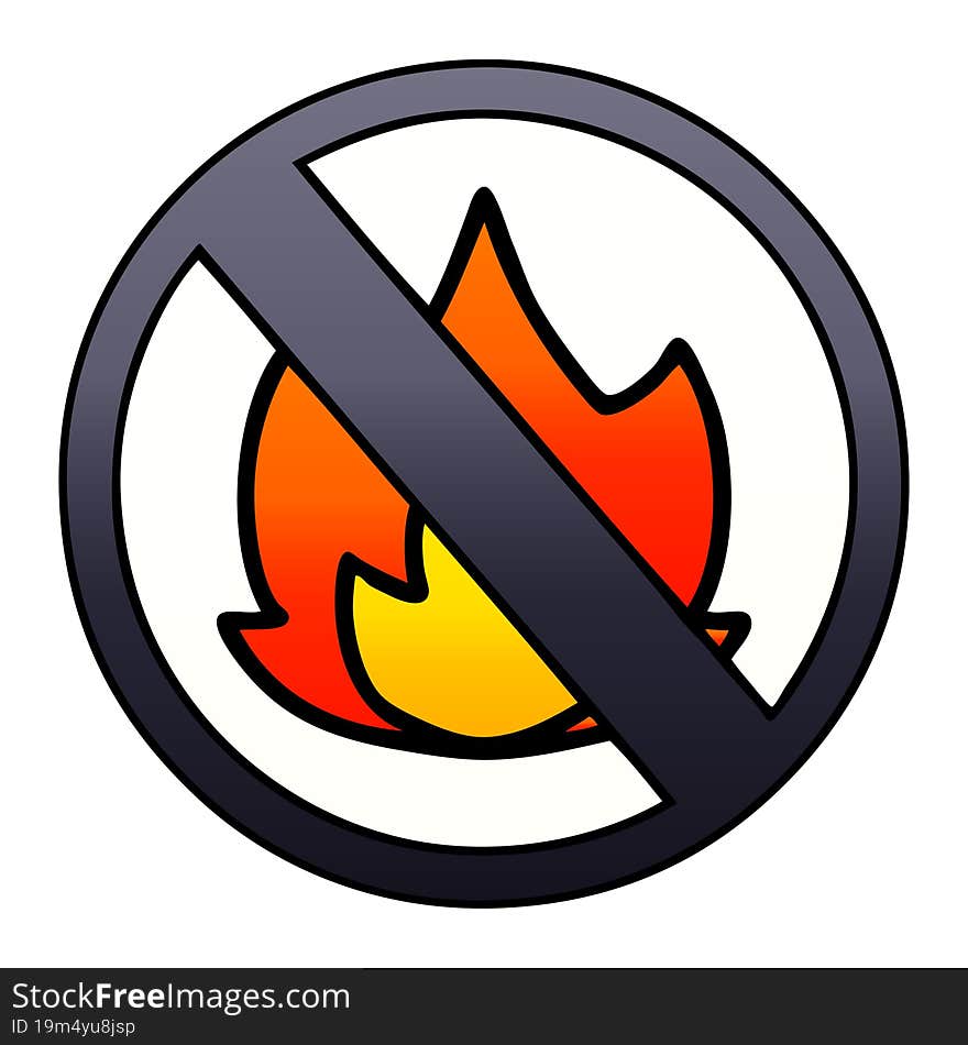 gradient shaded cartoon of a no fire sign