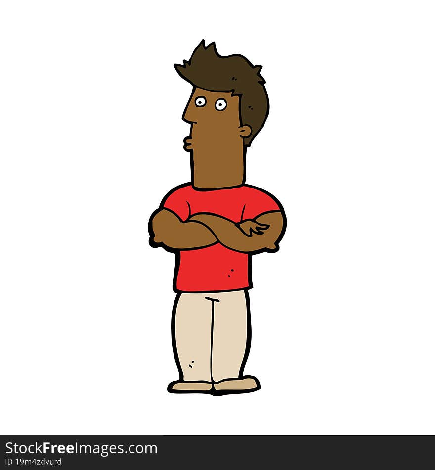 cartoon man with folded arms