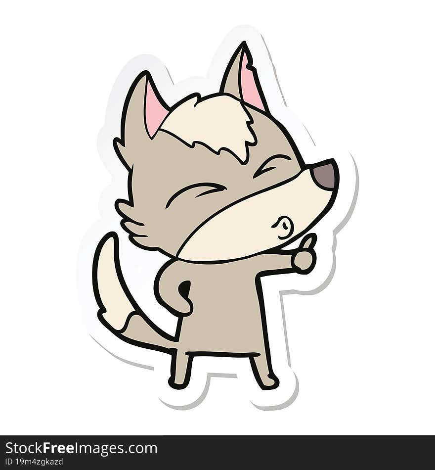 Sticker Of A Cartoon Wolf Pouting